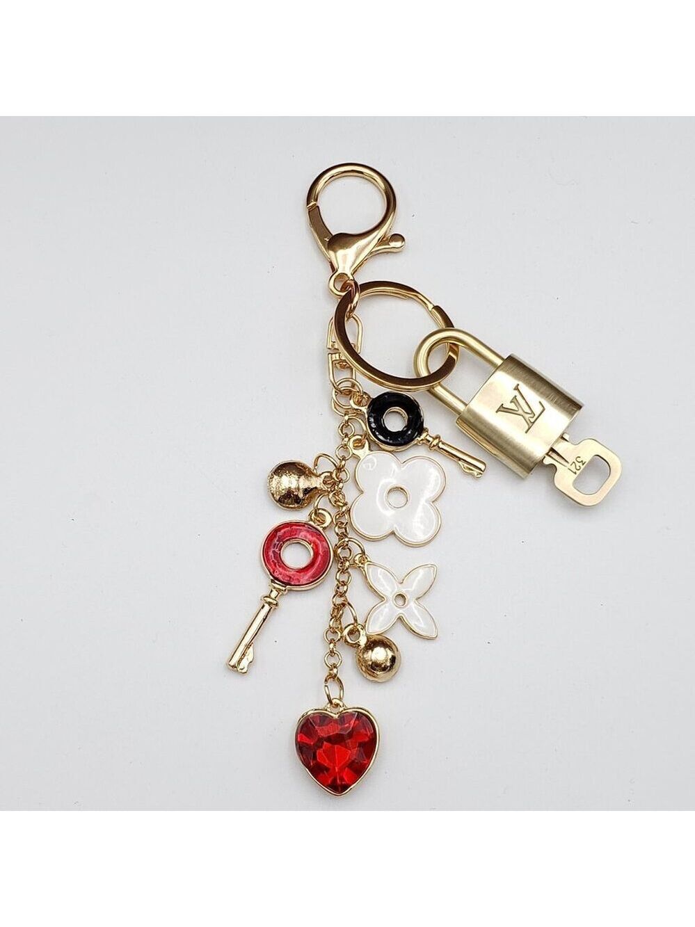 Authentic Louis Vuitton Lock & Key with Unbranded Charm, Keychain